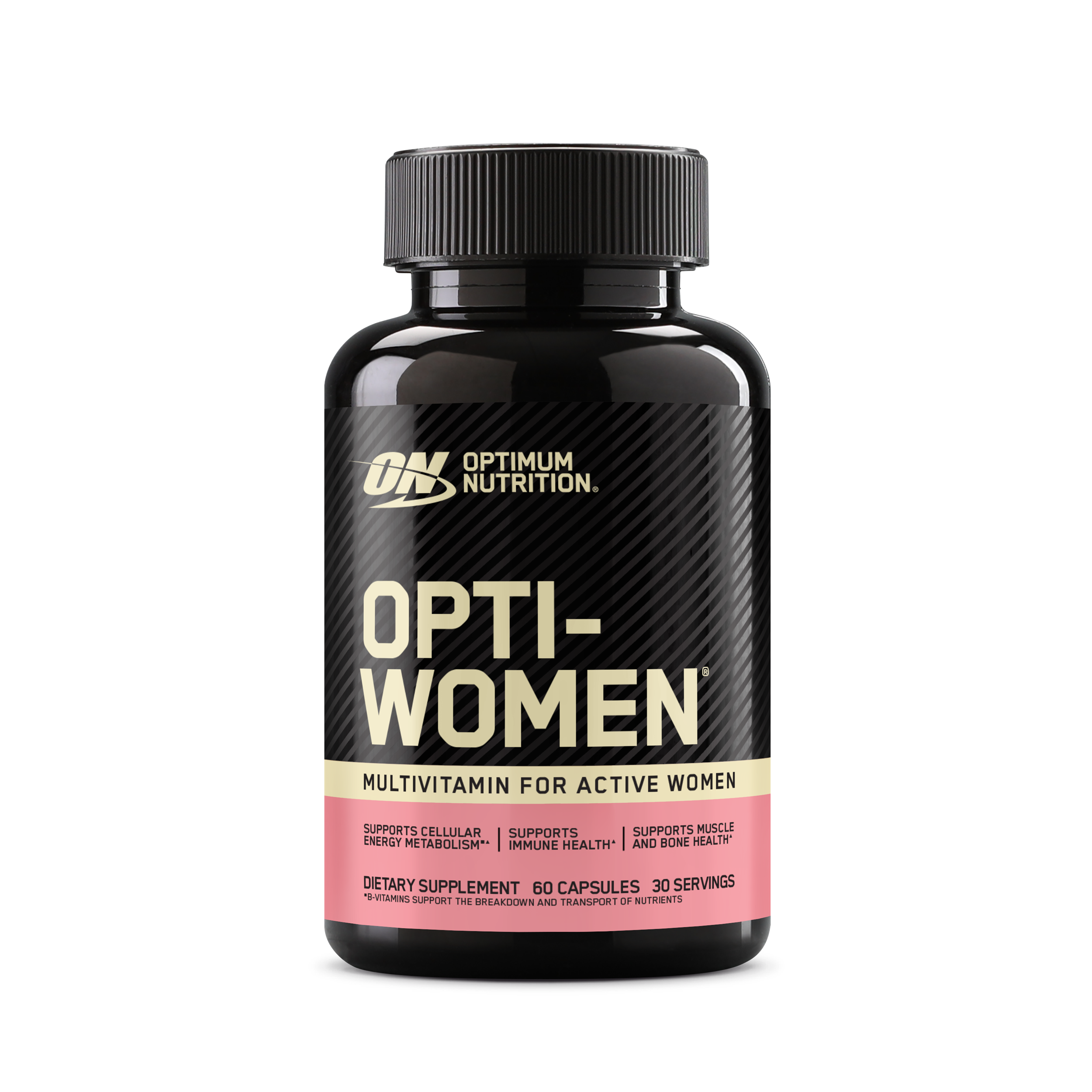 Optimum Nutrition Opti-Women multivitamin, 60 capsules, designed for active women, supports cellular energy and bone health