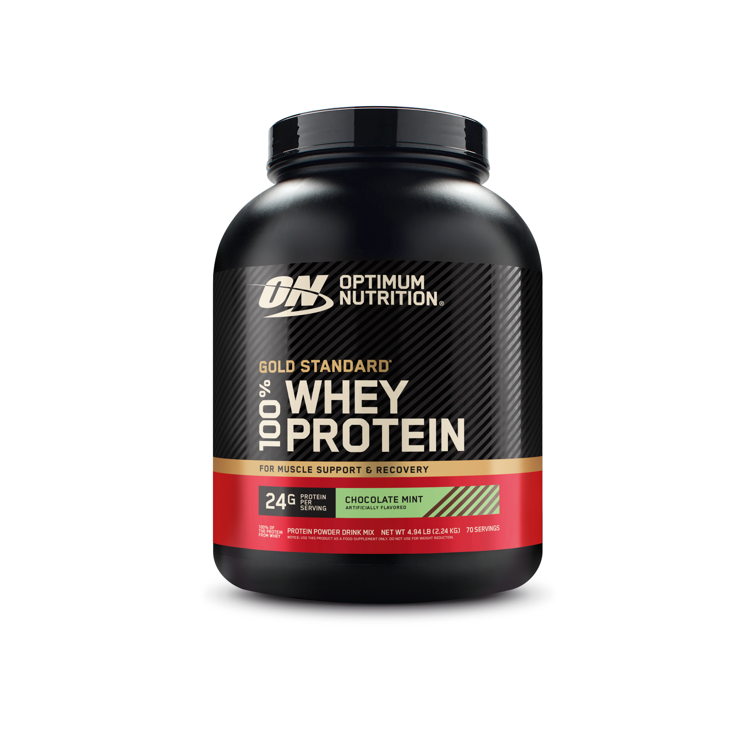 Optimum Nutrition Gold Standard 100% Whey Protein, 5lb container, Chocolate Mint flavor, for muscle support and recovery