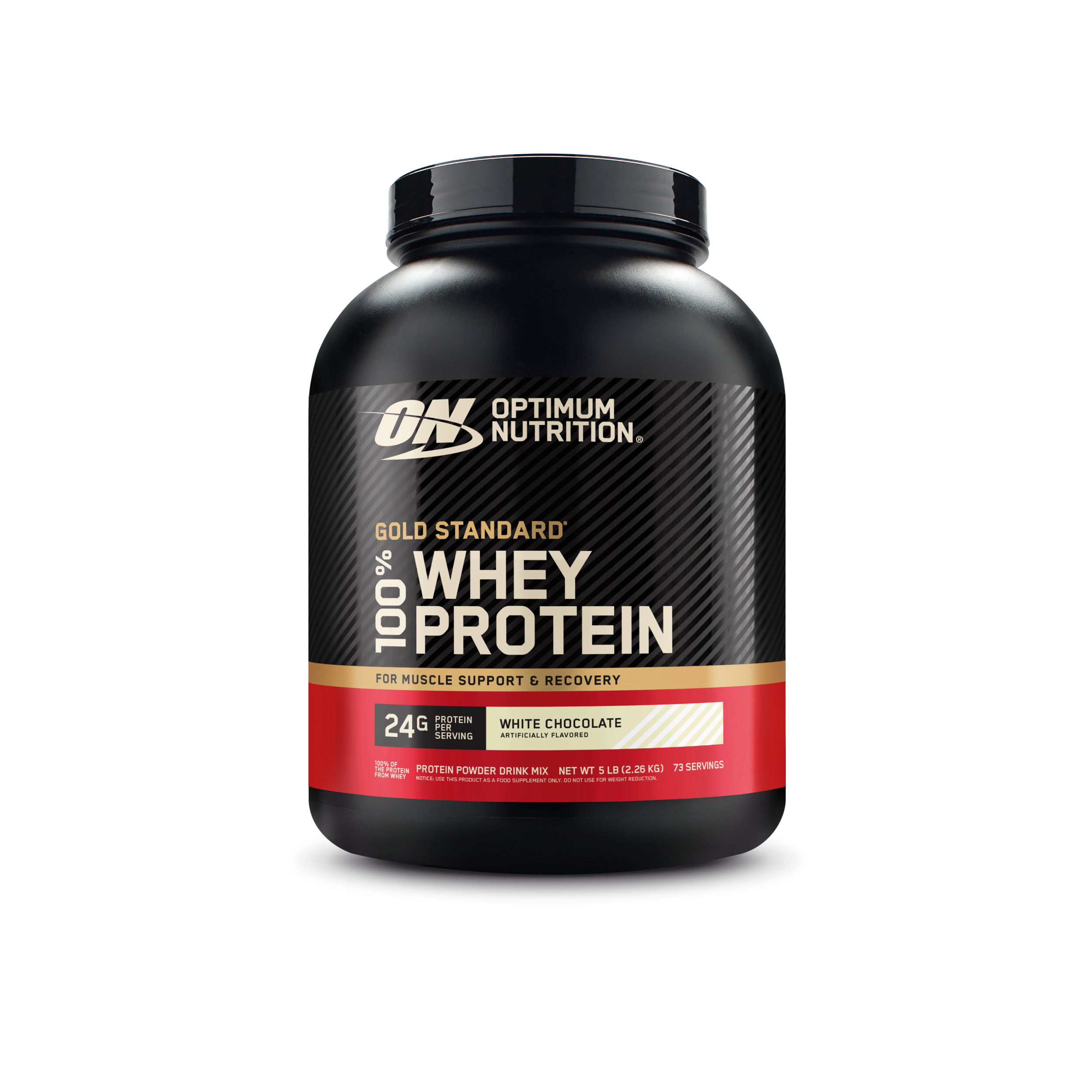 Optimum Nutrition Gold Standard 100% Whey Protein, 5lb container, White Chocolate flavor, for muscle support and recovery
