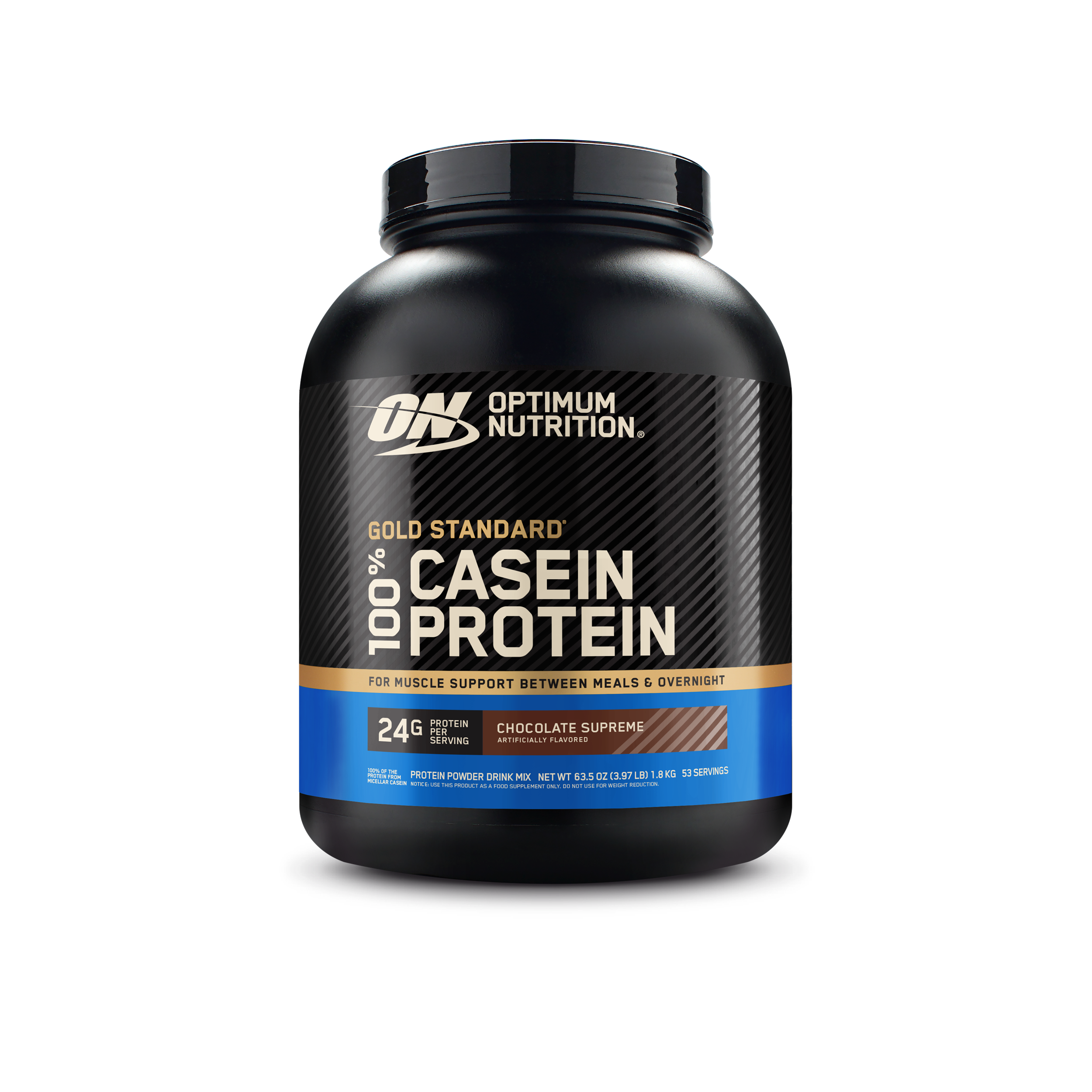 Optimum Nutrition Gold Standard 100% Casein protein powder, 3.97 lb container, Chocolate Supreme flavor