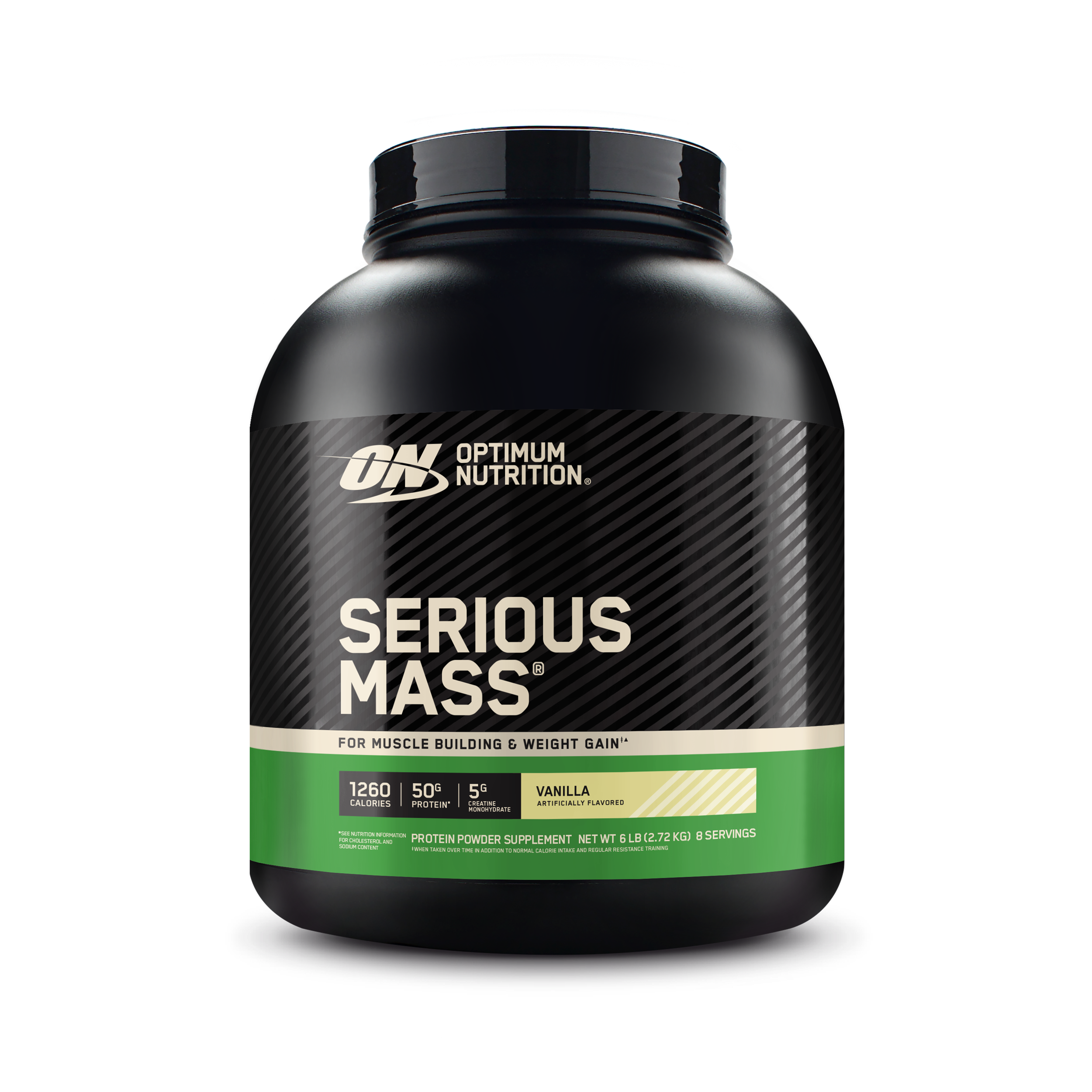 Optimum Nutrition Serious Mass protein powder, 6lb container, vanilla flavor, for weight gain and muscle building